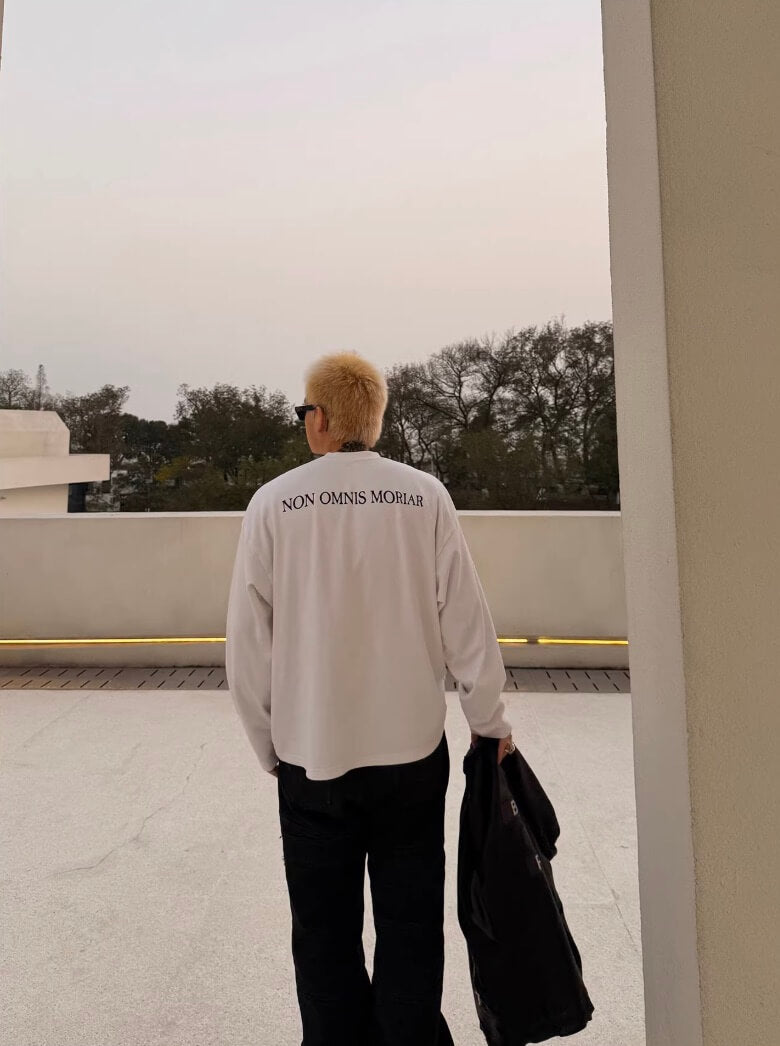 UNDERWATER White Thorn Ring Logo Print Long Sleeve Tee