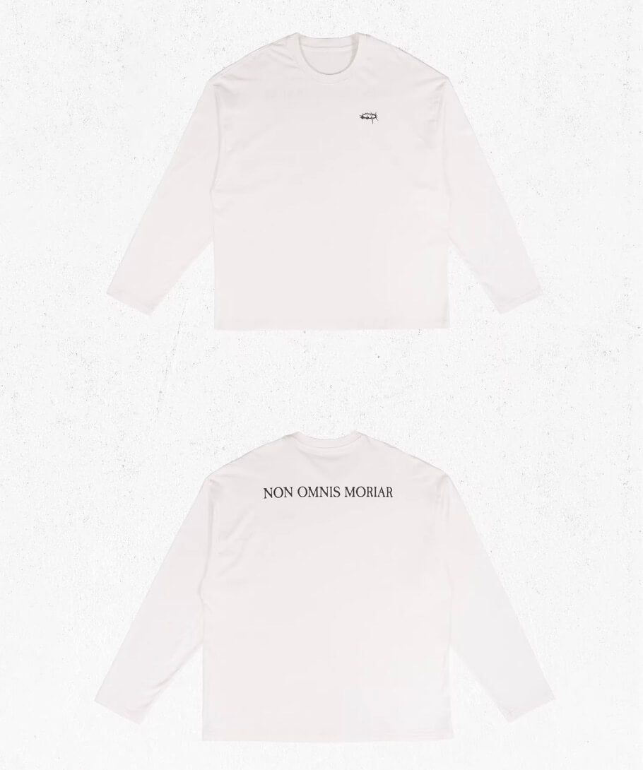 UNDERWATER White Thorn Ring Logo Print Long Sleeve Tee