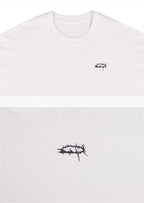 UNDERWATER White Thorn Ring Logo Print Long Sleeve Tee