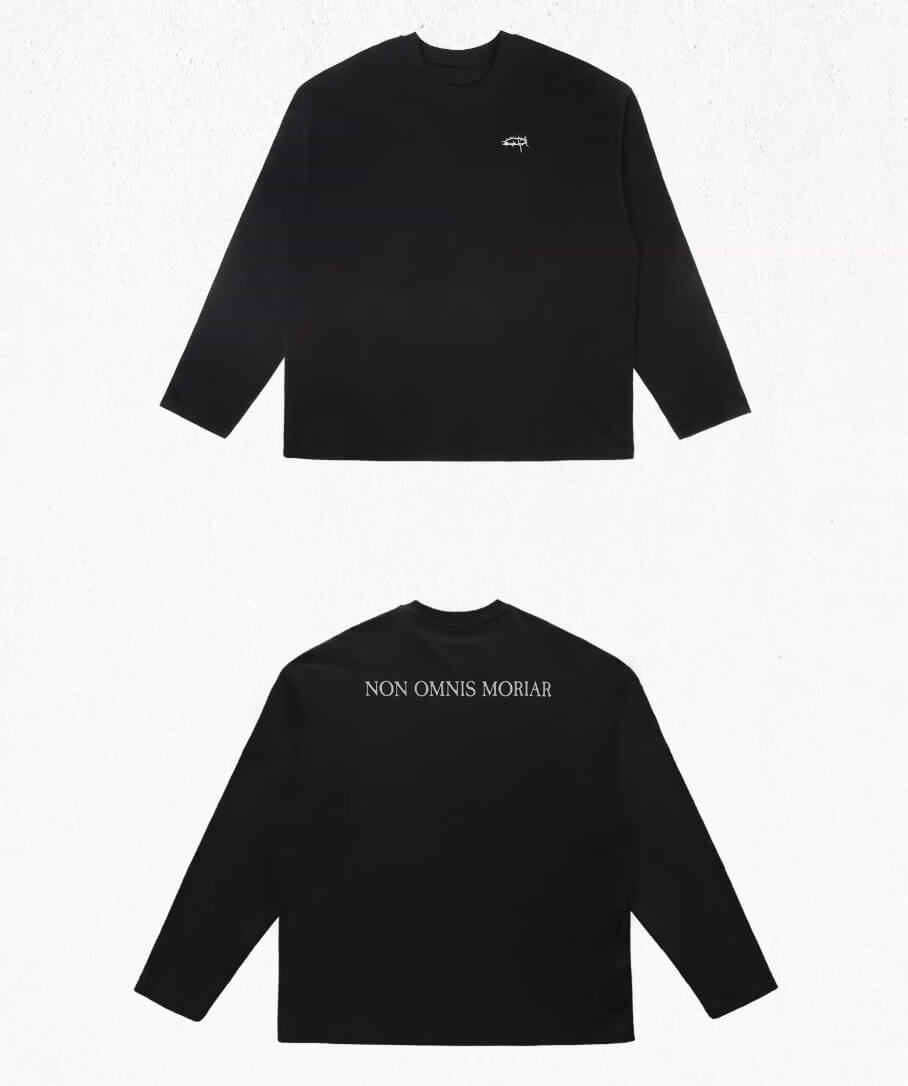UNDERWATER Black Thorn Ring Logo Print Long Sleeve Tee