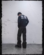 UNDERWATER Black Demon Print Distressed Long Sleeve Tee