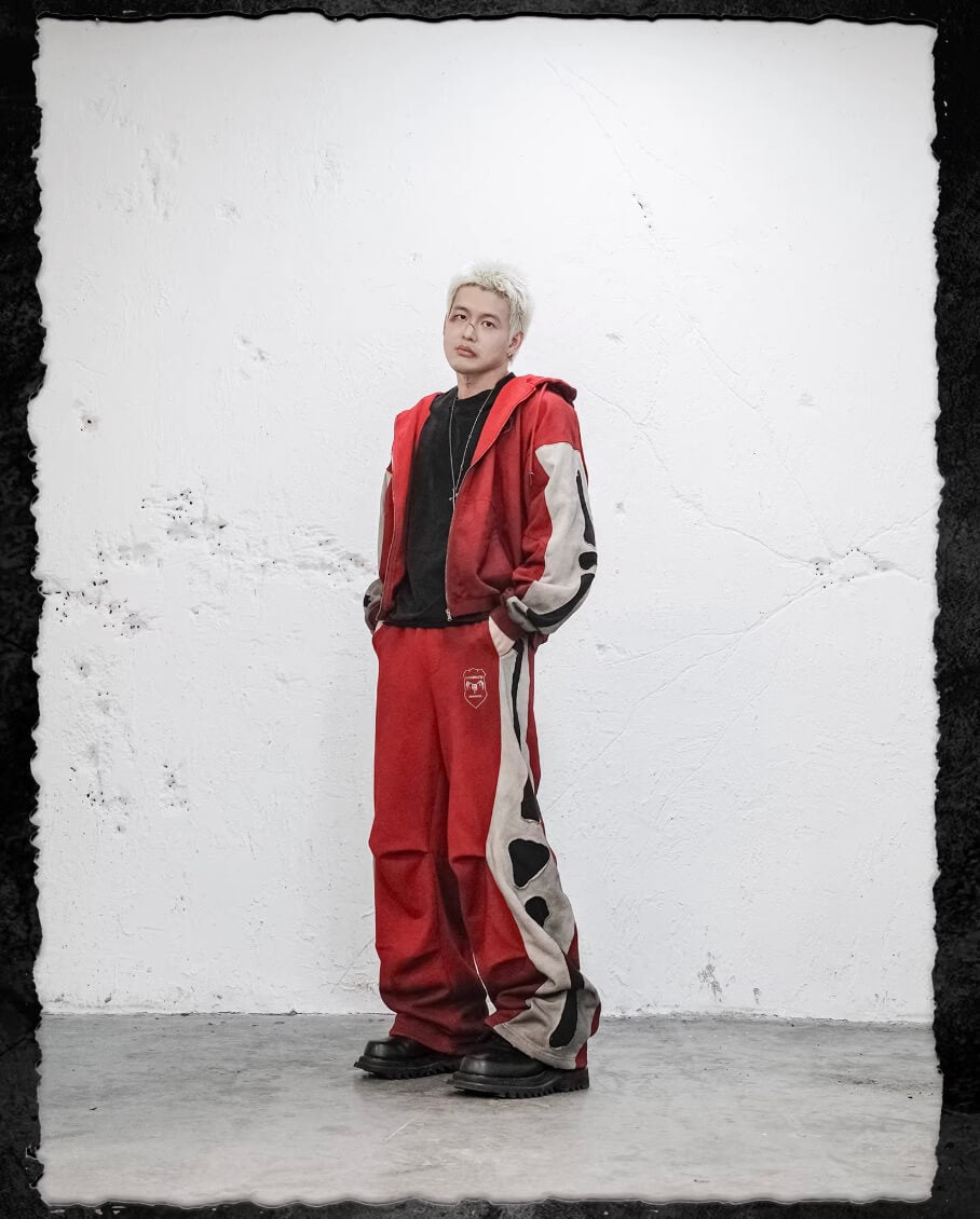 UNDERWATER Skeleton Patchwork Dirty Dye Sweatpants