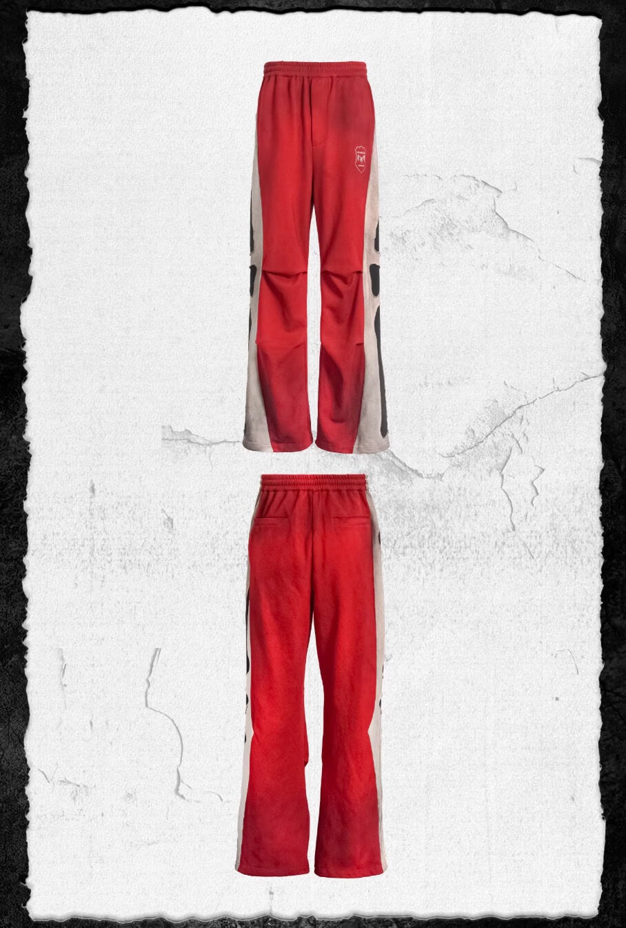 UNDERWATER Skeleton Patchwork Dirty Dye Sweatpants