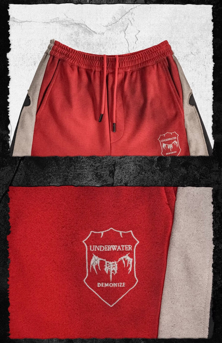 UNDERWATER Skeleton Patchwork Dirty Dye Sweatpants