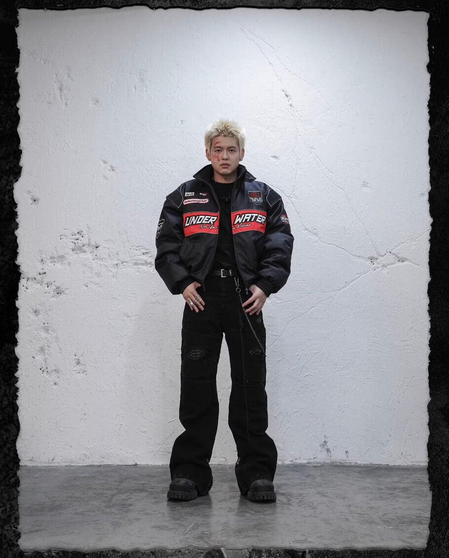 UNDERWATER Snakeskin Deconstructed Patchwork Flared Jeans