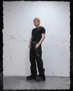UNDERWATER Snakeskin Deconstructed Patchwork Flared Jeans