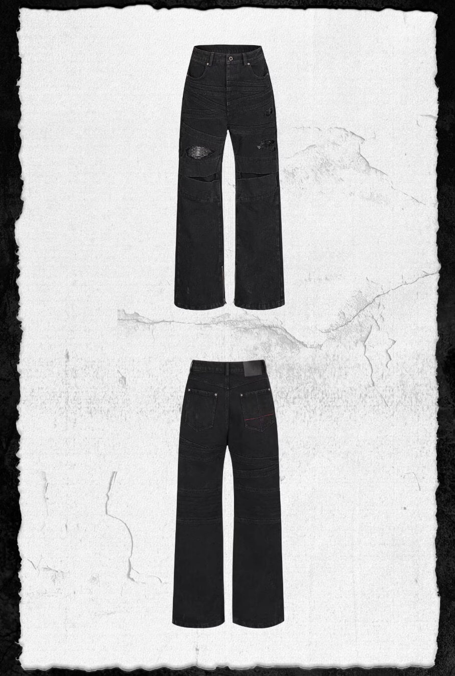 UNDERWATER Snakeskin Deconstructed Patchwork Flared Jeans