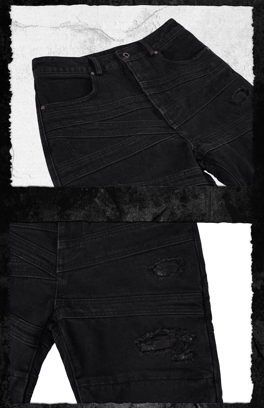 UNDERWATER Snakeskin Deconstructed Patchwork Flared Jeans