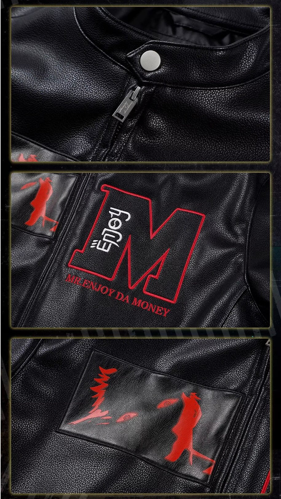 MEDM × Jujutsu Kaisen Sukuna Patch PU Leather Jacket