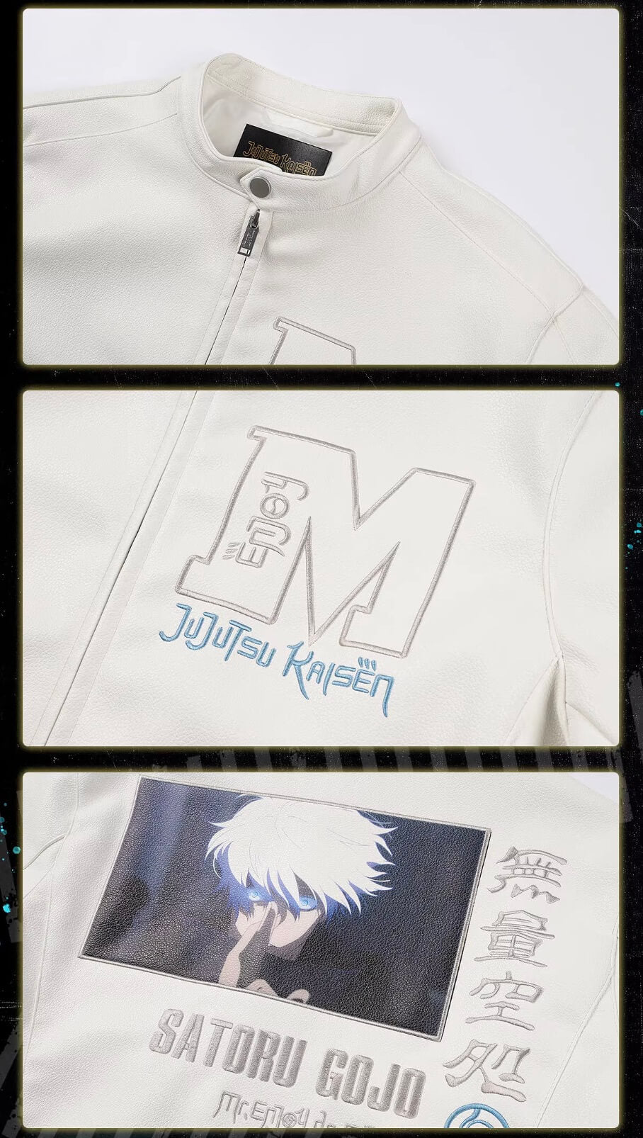 MEDM × Jujutsu Kaisen Satoru Gojo Print Patch PU Leather Jacket