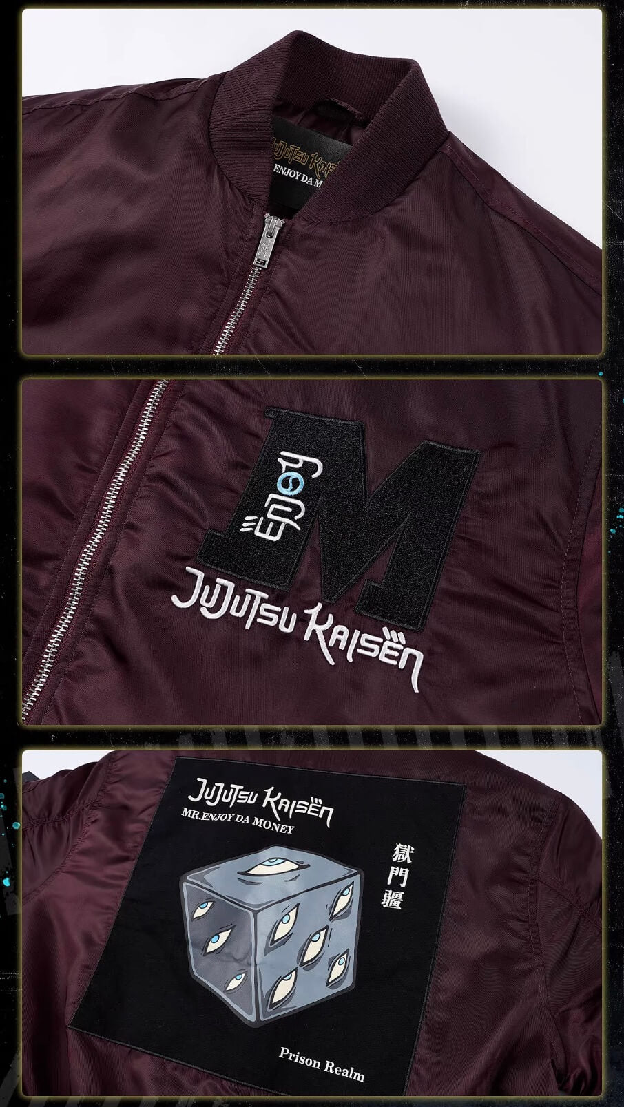 MEDM × Jujutsu Kaisen Prison Realm Print Patch MA-1 Bomber Jacket