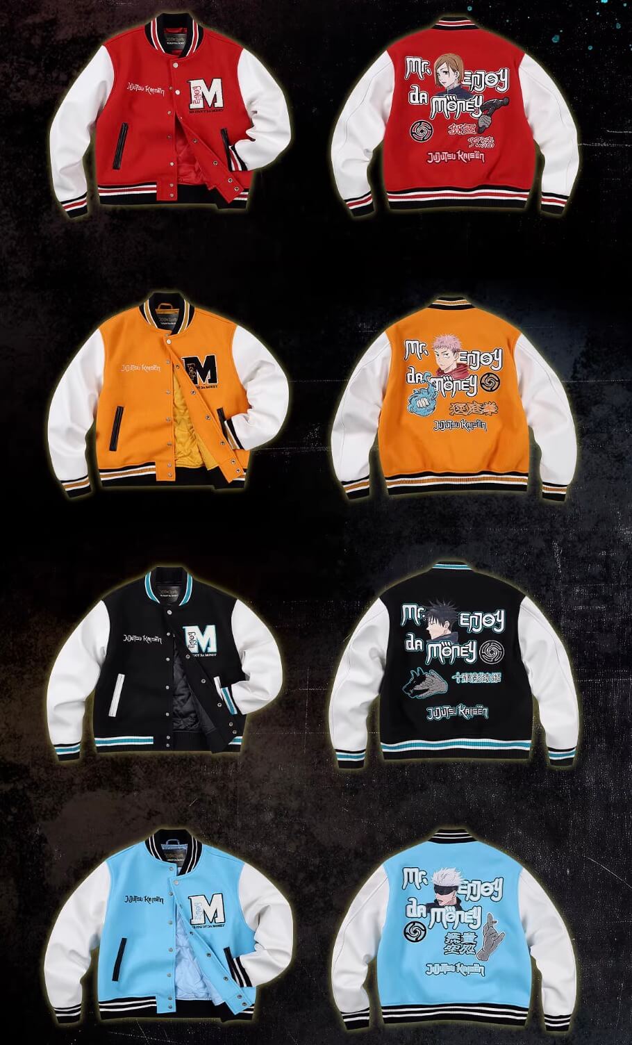 MEDM × Jujutsu Kaisen Character Patch Varsity Jacket