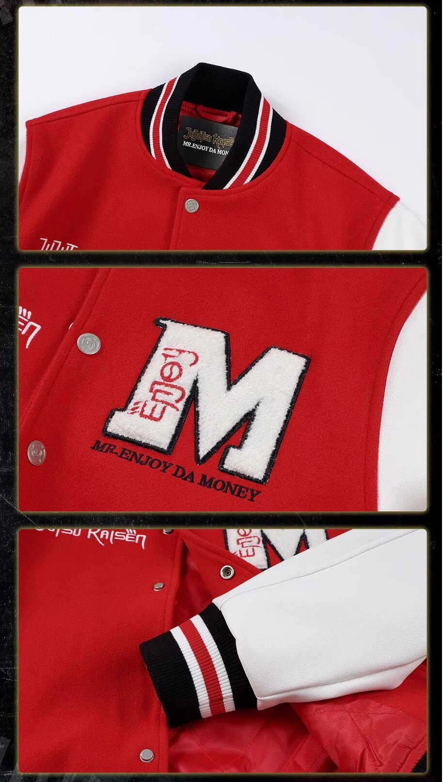MEDM × Jujutsu Kaisen Character Patch Varsity Jacket