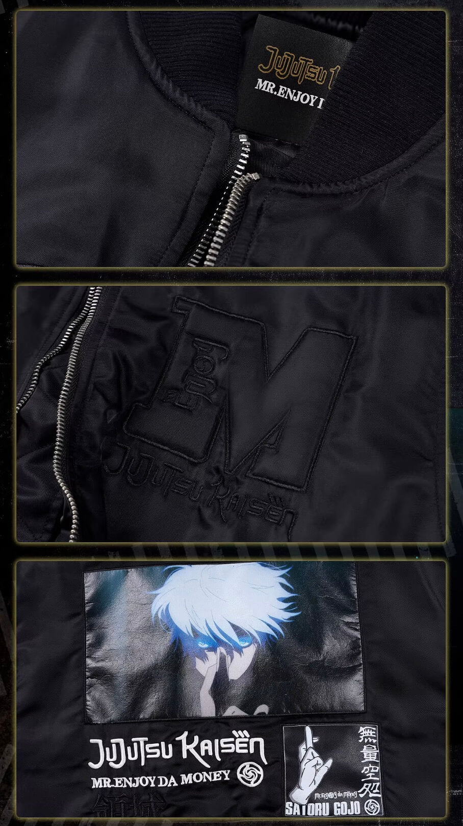 MEDM × Jujutsu Kaisen Satoru Gojo Print Patch MA-1 Bomber Jacket
