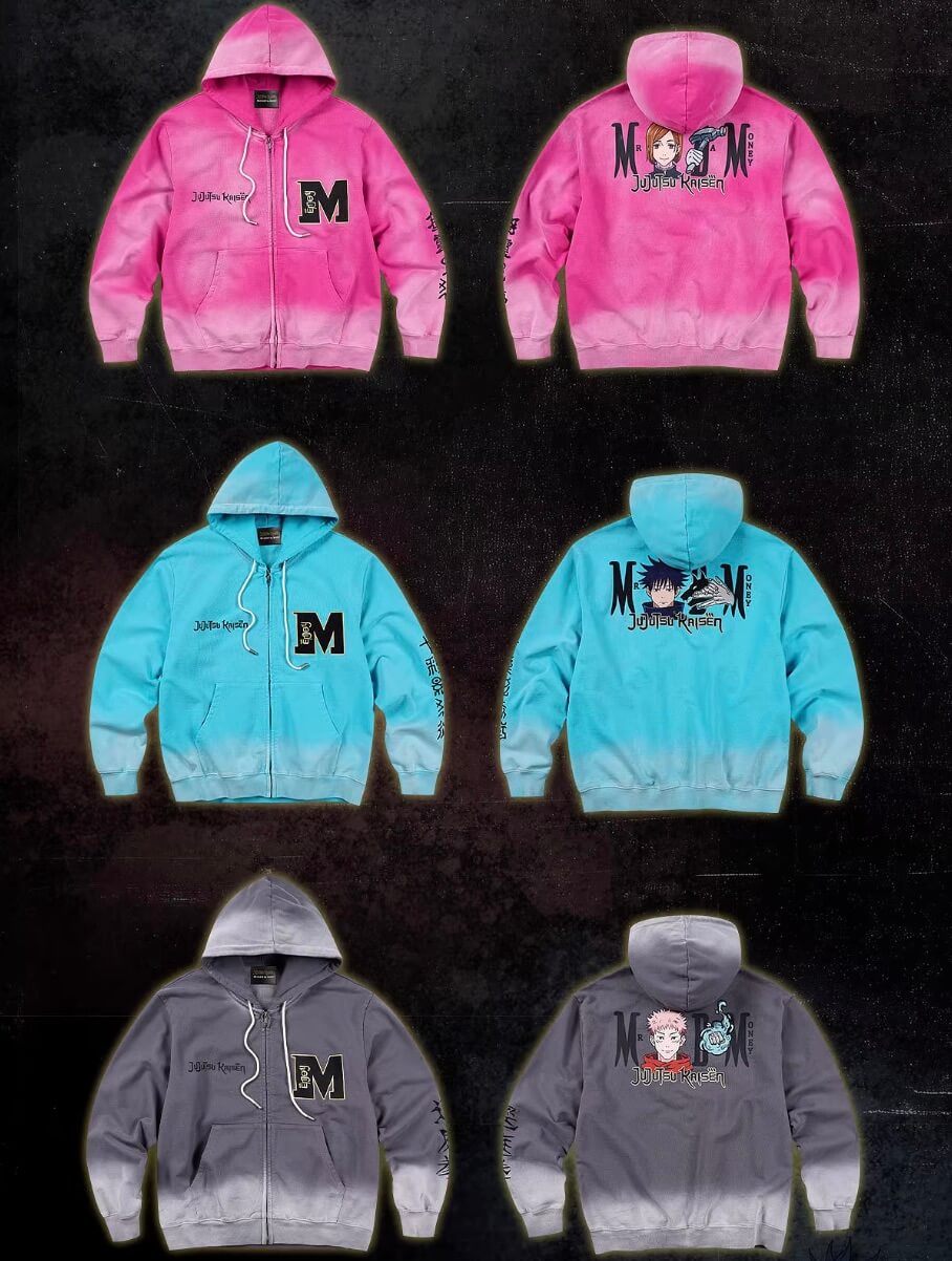MEDM × Jujutsu Kaisen Washed Character Print Embroidered Zip Up Hoodie