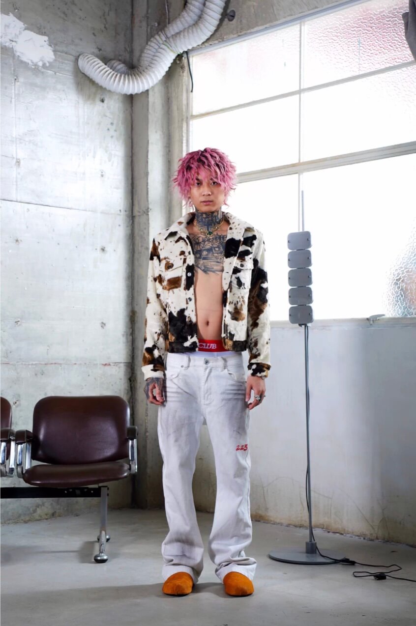 TGFCLUB Cow Print Faux Fur Leather Slim Fit Jacket