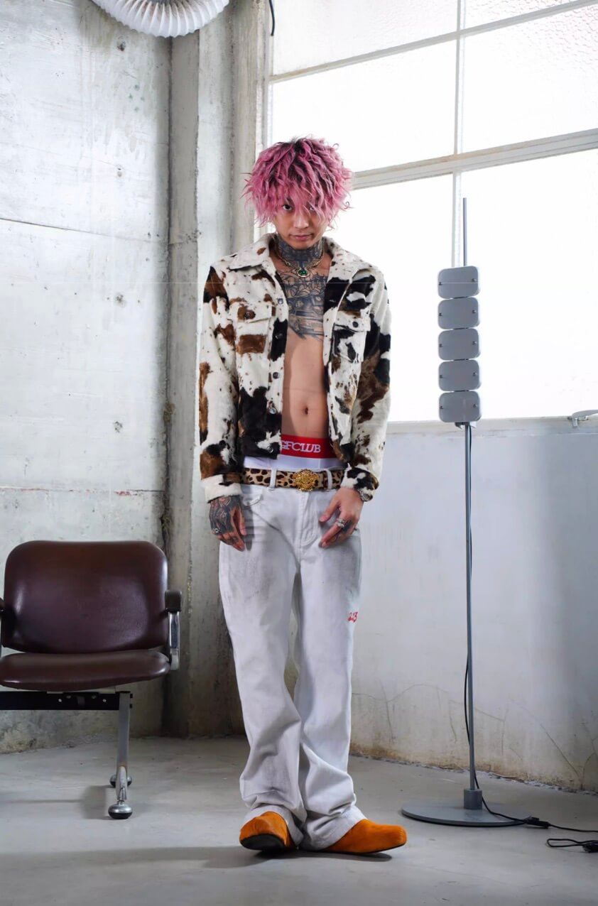 TGFCLUB Cow Print Faux Fur Leather Slim Fit Jacket