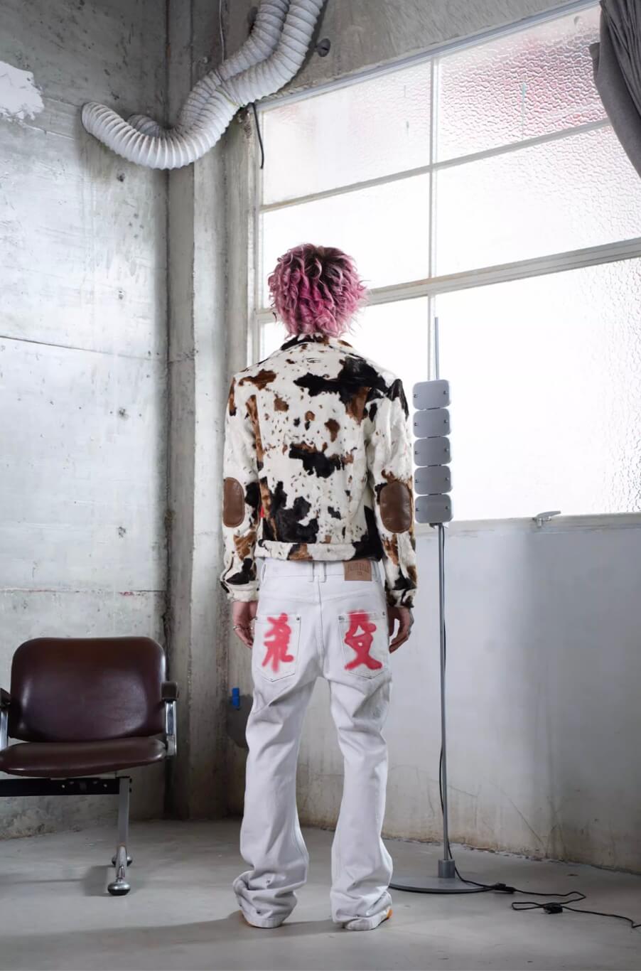 TGFCLUB Cow Print Faux Fur Leather Slim Fit Jacket