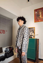 TGFCLUB Leopard Printed Faux Fur Jacket