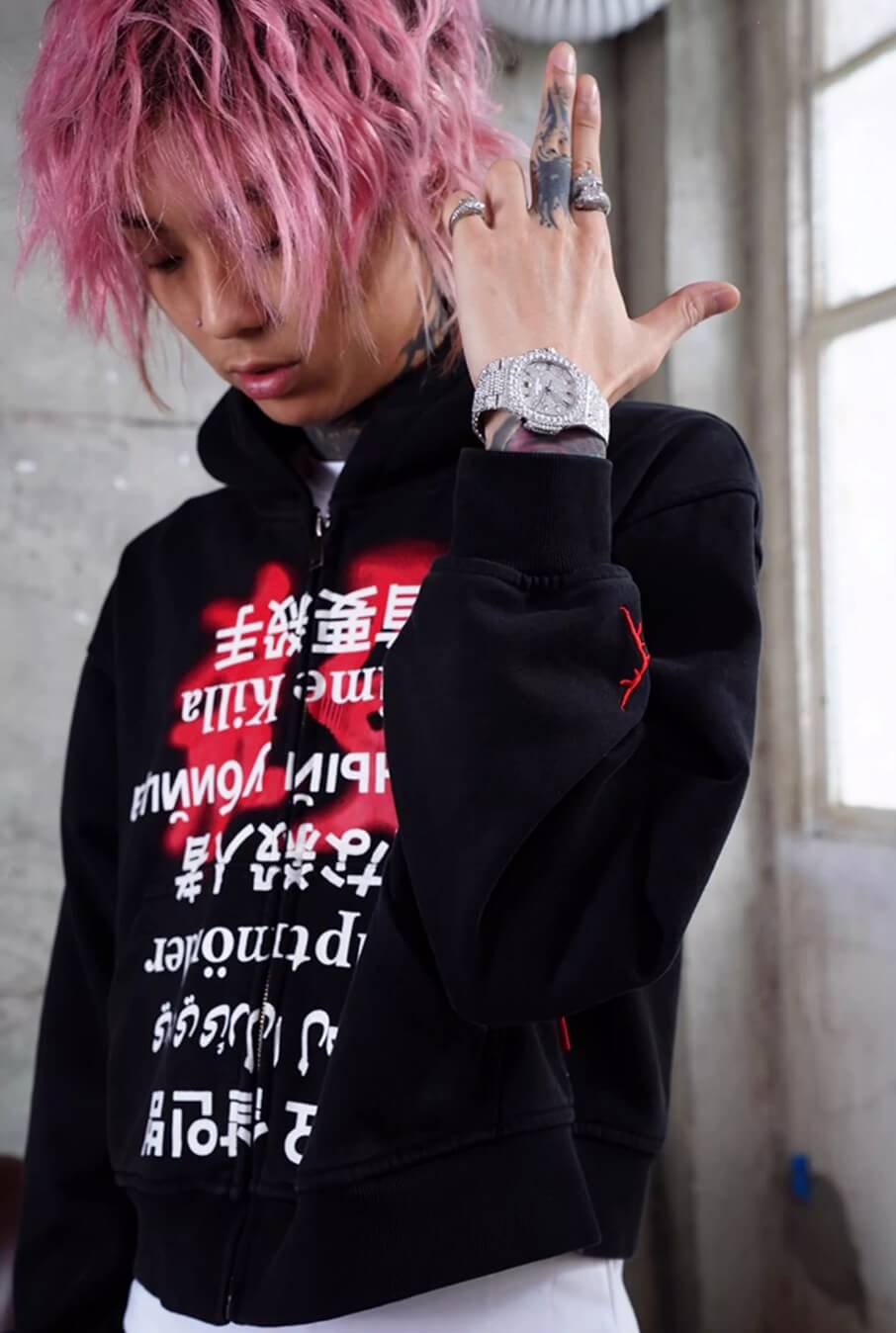 TGFCLUB Prime Killer Graphic Cropped Zip Up Hoodie