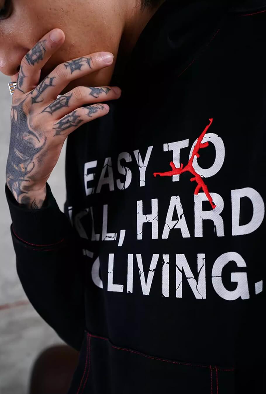 TGFCLUB Easy To Kill Hard To Living Print Slim Fit Hoodie