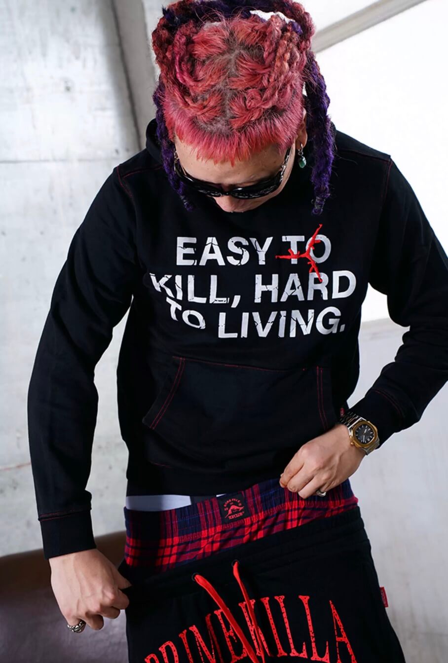 TGFCLUB Easy To Kill Hard To Living Print Slim Fit Hoodie