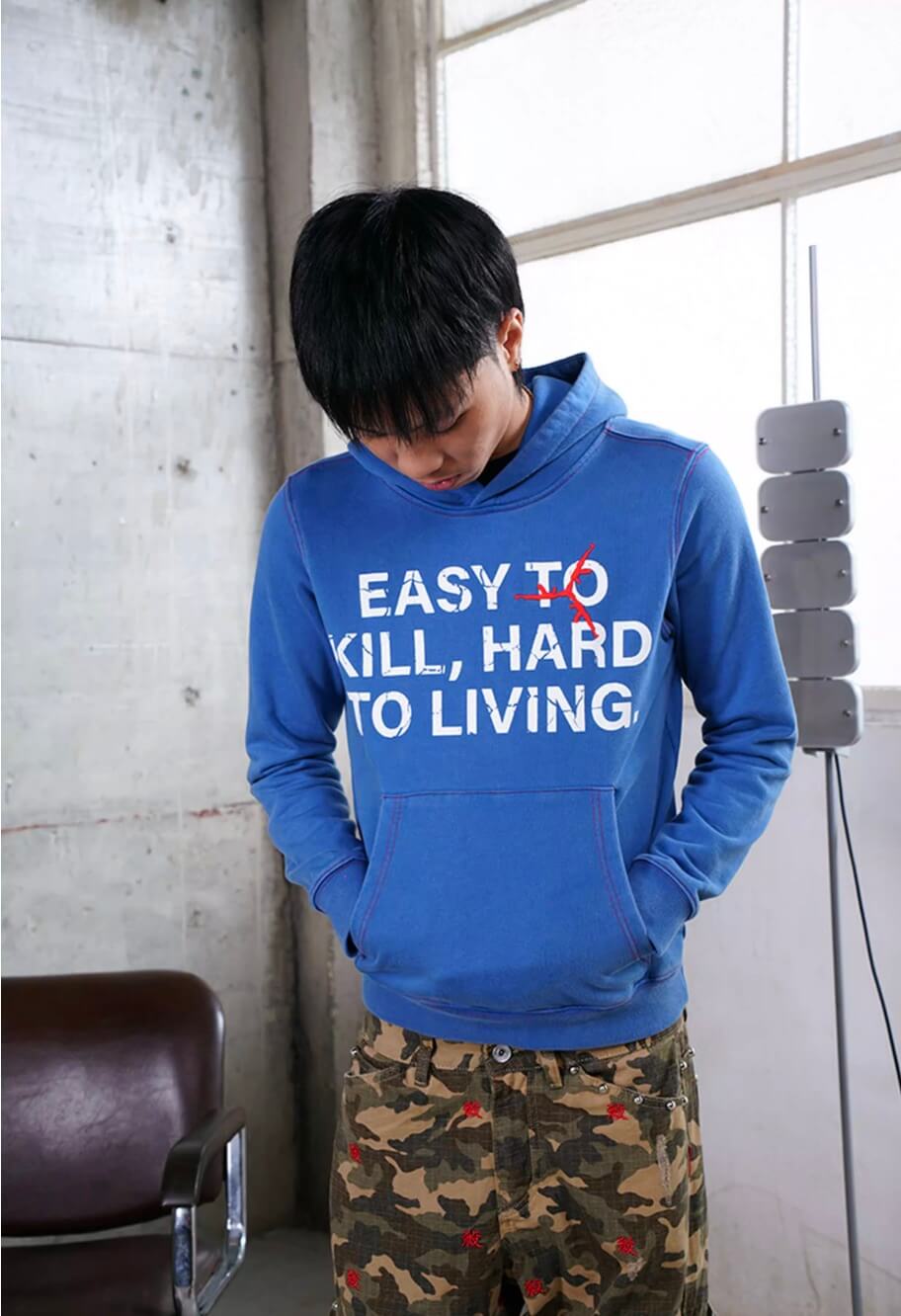 TGFCLUB Easy To Kill Hard To Living Print Slim Fit Hoodie