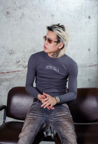 TGFCLUB PRIME KILLA Rhinestone Stretch Slim Fit Long Sleeve Tee