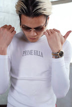 TGFCLUB PRIME KILLA Rhinestone Stretch Slim Fit Long Sleeve Tee