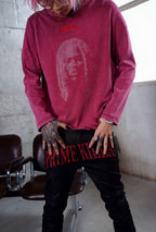 TGFCLUB PRIME KILLA Print Rhinestone Waxed Slim Fit Skinny Jeans