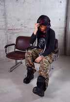 TGFCLUB Kill Fully Embroidered Studded Camouflage Cargo Pants