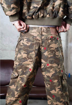 TGFCLUB Kill Fully Embroidered Studded Camouflage Cargo Pants