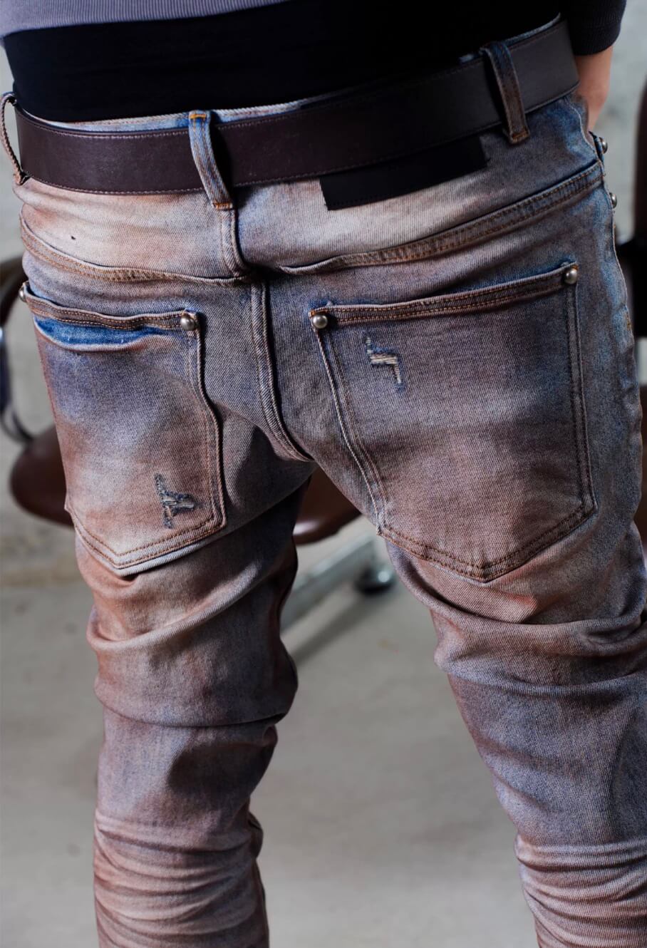 TGFCLUB Rust Washed Distressed Slim Fit Skinny Jeans