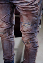 TGFCLUB Rust Washed Distressed Slim Fit Skinny Jeans