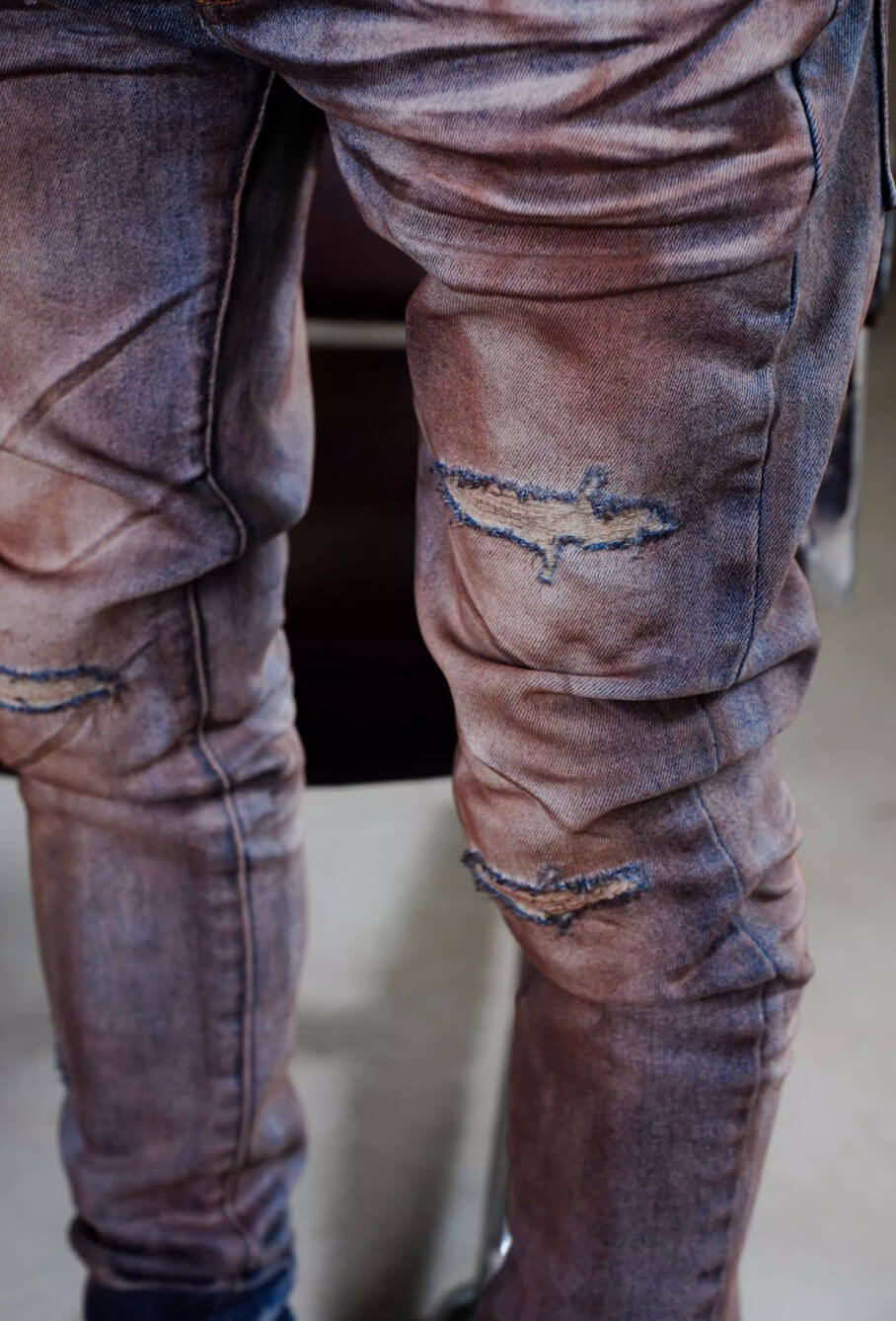 TGFCLUB Rust Washed Distressed Slim Fit Skinny Jeans