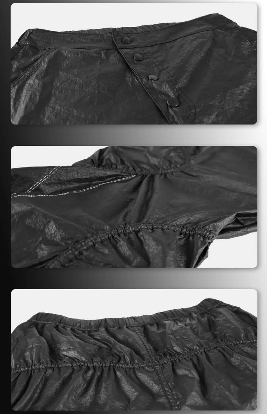 Night Lab Pleated Loose Fit Black Nylon Pants