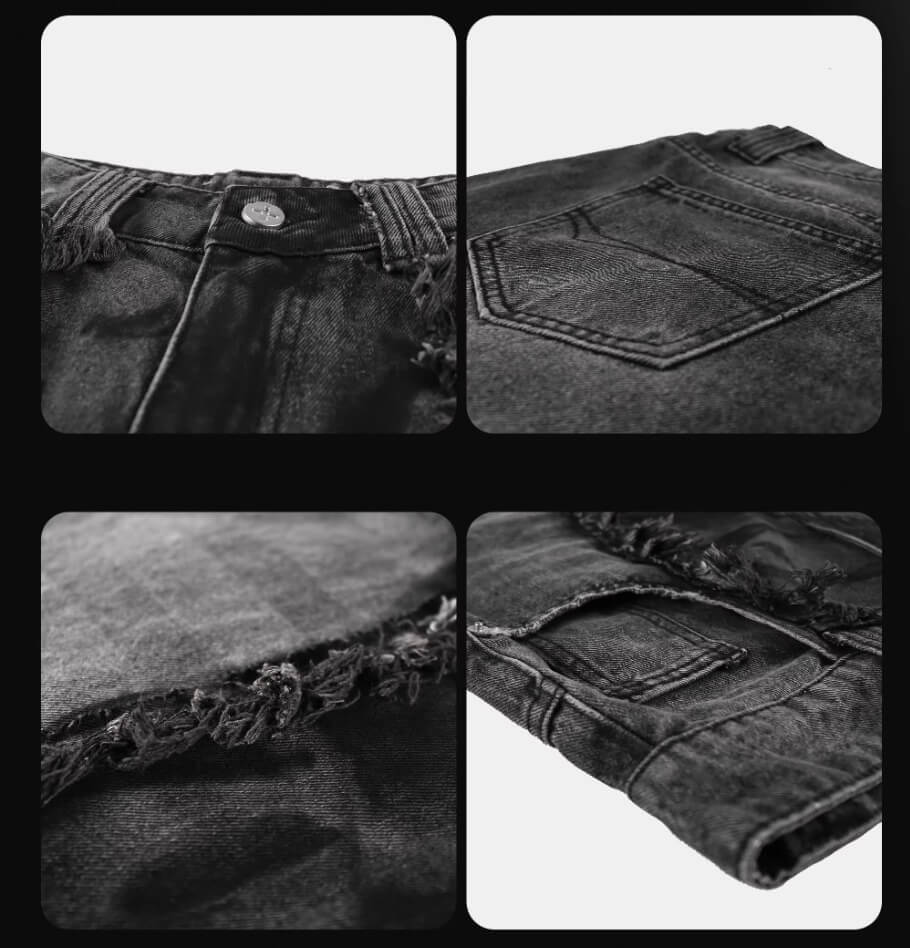 Night Lab Frayed Seam Washed Denim Shorts