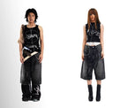 Night Lab Frayed Seam Washed Denim Shorts