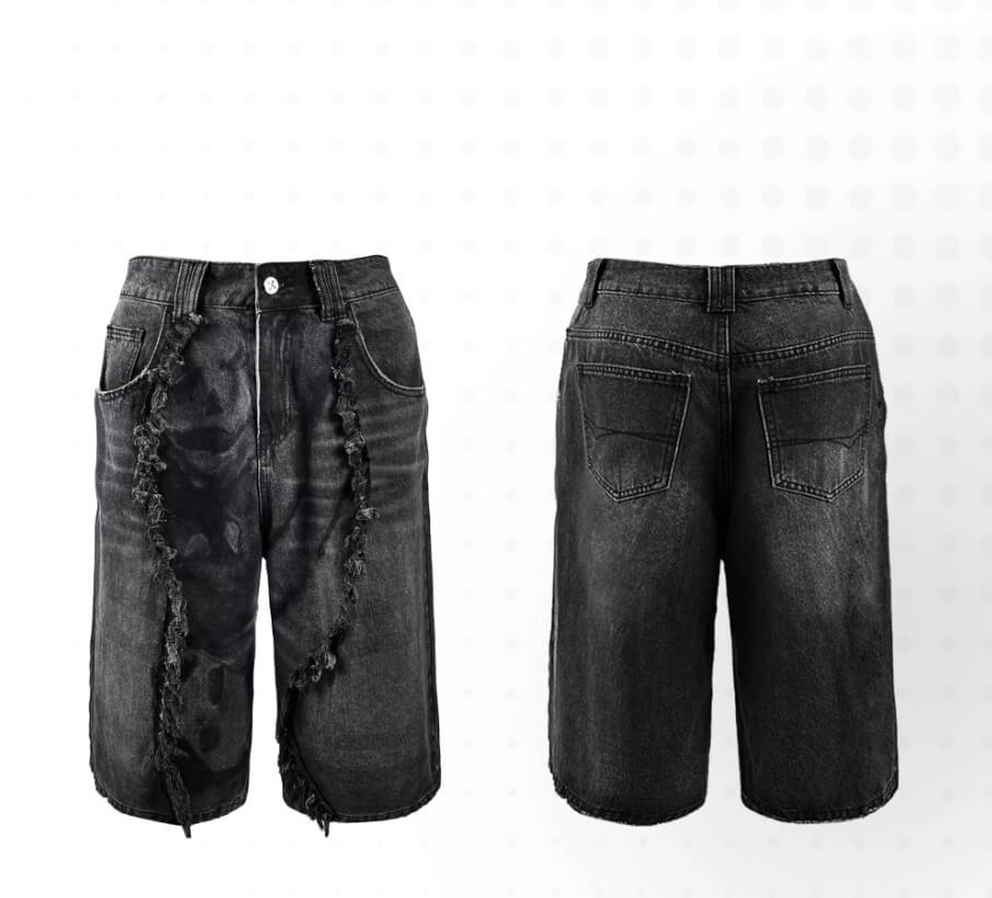 Night Lab Frayed Seam Washed Denim Shorts