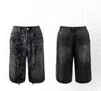 Night Lab Frayed Seam Washed Denim Shorts