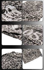 Night Lab Skull Pirate Leopard Printed Distressed Pants