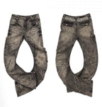 Night Lab Rock Rivet Washed Distressed Curved Slim Fit Jeans