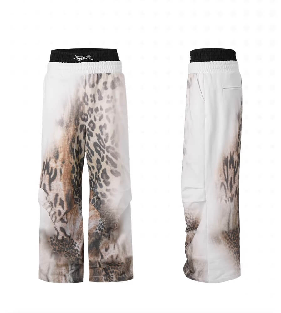 Night Lab Leopard Print Double Waistband Sweatpants