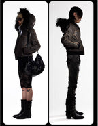 Night Lab Leopard Print Faux Fur Hood Jacket