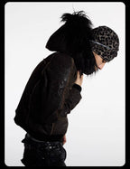 Night Lab Leopard Print Faux Fur Hood Jacket