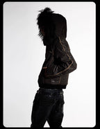 Night Lab Leopard Print Faux Fur Hood Jacket