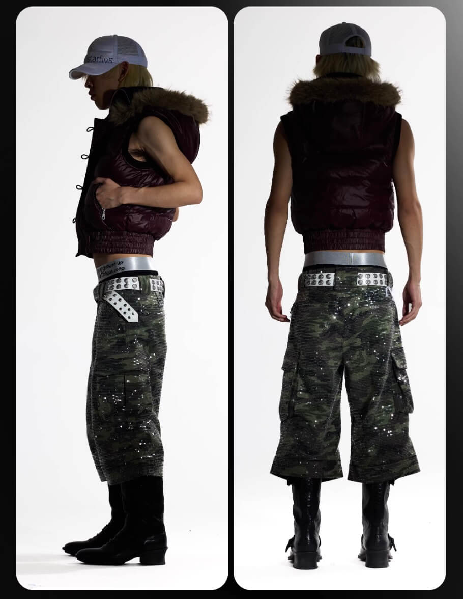 Night Lab Faux Fur Trim Hooded Down Vest