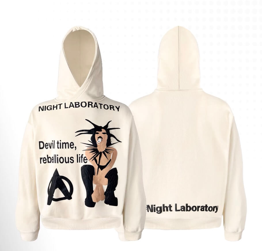 Night Lab Punk Girl Puff Print Hoodie