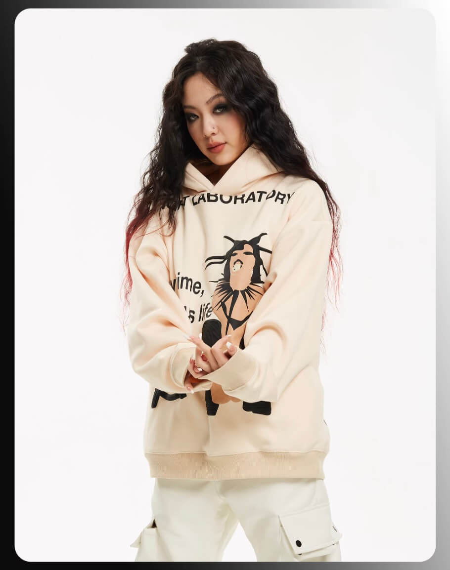 Night Lab Punk Girl Puff Print Hoodie