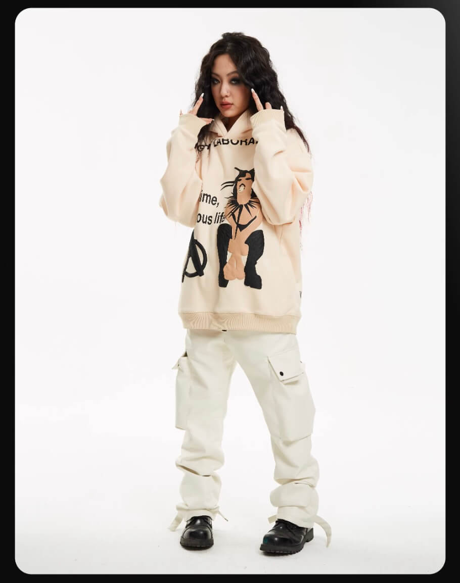 Night Lab Punk Girl Puff Print Hoodie